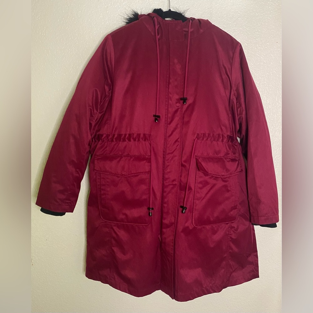 Torrid 3 in 1 nylon puffer parka Jacket Coat plus size 1 (14/16) Burgundy Red - Picture 11 of 12